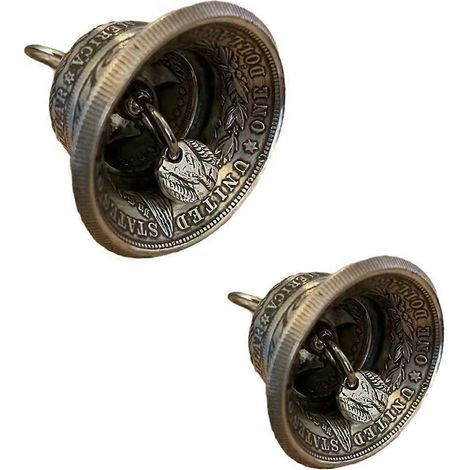 Lot de 2 cloches décoratives en argent à suspendre pour la maison. (1/5)