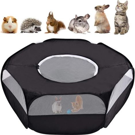 Parc pour petits animaux, tente respirante avec couvercle supérieur, tente portable pour chaton, lapin, hamster, extérieur/intérieur (1/5)