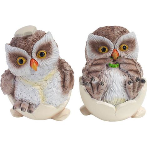 Décor mural hibou [BS1059] figurine résine mignon Q-version œuf maison bureau salon vitrine décoration (1/5)