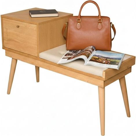 Dmora - Panchina da esterno Aeliana, Panca da giardino, Seduta outdoor multi posizione, Sedia in plastica da balcone, 40x105h45 cm, Quercia e Crema, con imballo rinforzato, con imballo rinforzato