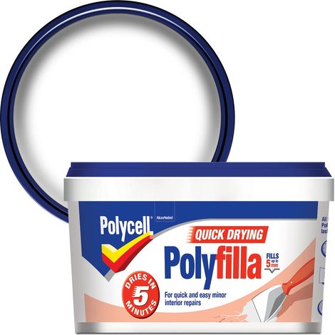Polycell Multipurpose Quick-Drying Polyfilla Tub – 500g, Fast-Set Wall Filler for Cracks and Holes (1/3)