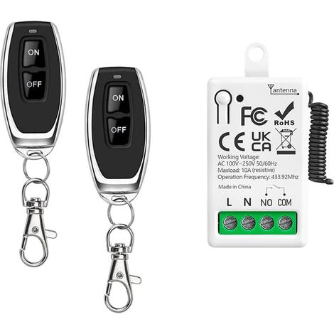 433Mhz Commutateur De Télécommande sans Fil AC 220V 230V 1 Canal Module Récepteur De Relais avec Émetteur, Contrôleur De Contact Sec Passif,pour système de Porte de Garage Éclairage (1/5)