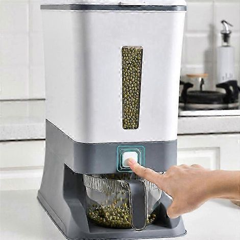 Distributeur de riz à pression, récipient hermétique pour le stockage de céréales, boîte de riz distributrice pour la maison, seau à riz, bidons de 10 kg (1/5)