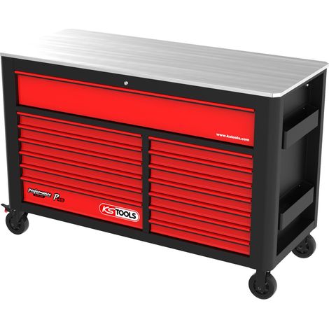 KS TOOLS PERFORMANCEplus P45 NERO/ROSSO Carrello officina con 14 cassetti - 873.7014 (1/4)