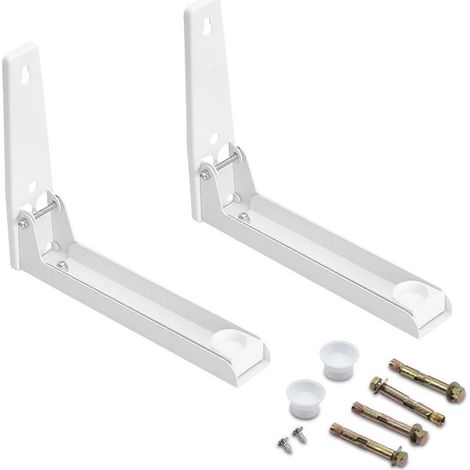 Support mural pliable universel en acier inoxydable 304 pour étagère sous micro-ondes, blanc, pour usage domestique. (1/5)