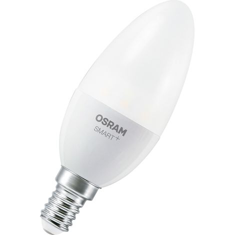 OSRAM Lampe LED SMART+ Matter B40 forme bougie 4,9 W E14 RGBW, intensité variable, commande vocale et par application, compatible avec Alexa, Google, Apple, WiFi (1/5)