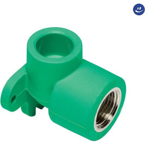 Raccordo curvo 90° in polipropilene filettato femmina con staffa serie tigris green ø20x1/2 WAVIN