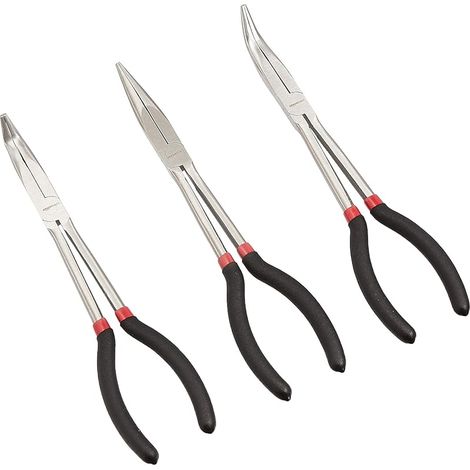 Lot de 3 Pinces à Bec Effilé Longue Noires