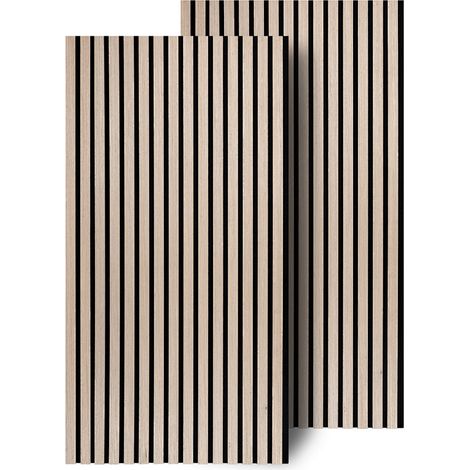 Wolketon Akustikpaneel selbstklebend Wandpaneel, Eiche, 120x60 cm, Holzlamellen Filz MDF, 2 Stück, Schallabsorber (1/5)