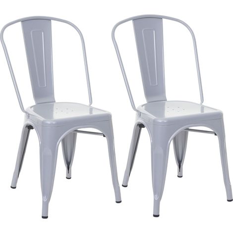 [NEUWERTIG] 2er-Set Stuhl HHG-808, Bistrostuhl Stapelstuhl, Metall Industriedesign stapelbar grau