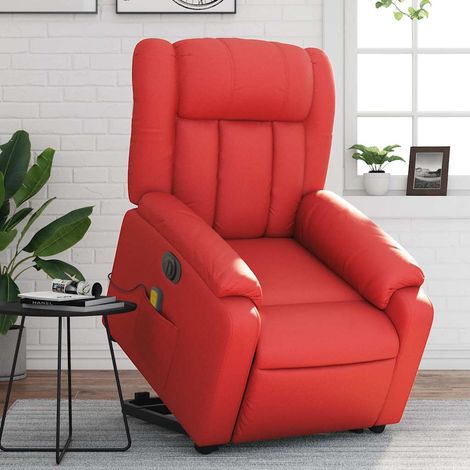 Massagesessel mit Aufstehhilfe Elektrisch Rot Kunstleder vidaXL (1/5)