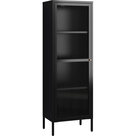 Armadio scaffale mobile portaoggetti vetrato acciaio vetro 150 x 50 x 35 cm nero 030008932