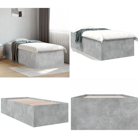 Estructura de cama madera de ingeniería gris hormigón 75x190 cm - Estructura de cama - Cama de ingeniería