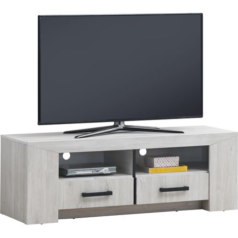 Meuble TV contemporain chêne blanc Curtis (1/5)