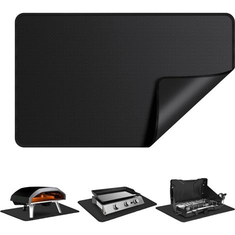 Tapis de protection pour barbecue extérieur et tapis de cuisson double face ignifugé - Tapis de protection noir triple couche avec revêtement en silicone liquide pour barbecue et cuisine (60x40cm) (1/5)