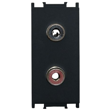 Presa per altoparlante audio, cavo di collegamento, 2x RCA, 1 m, modulo, nero (1/2)