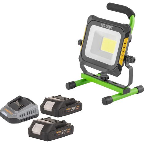 Procraft LP20 Foco LED recargable 20 V IP 20 + 2x batería 2,0 Ah + cargador