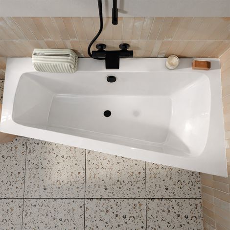 Vasca da bagno asimmetrica sinistra 160x85x54 cm - 100% acrilico bianco lucido