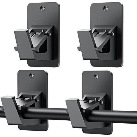 4 Pièces Supports De De Tringle À Rideau, Support Tringle à Rideaux Auto-Adhésif Salle de Bains, Support Rod Rideaux sans Percage, pour Salle de Bain, Chambre, Salon, Cuisine(Noir) (1/4)