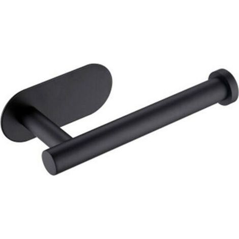 Schwarzer selbstklebender Toilettenpapierhalter – Edelstahl – kein Bohren erforderlich, starker Klebstoff und wasserdicht. (1/4)