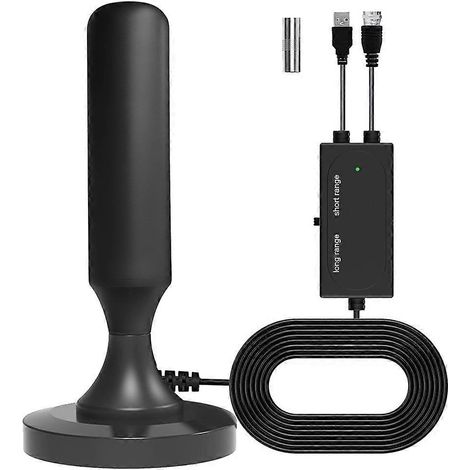 Antenne TV connectée 4K avec amplificateur, portée de plus de 1 287 km (DTMB, DVB-T, ISDB-T, etc.), pour intérieur/extérieur et voiture, avec base magnétique. (1/5)