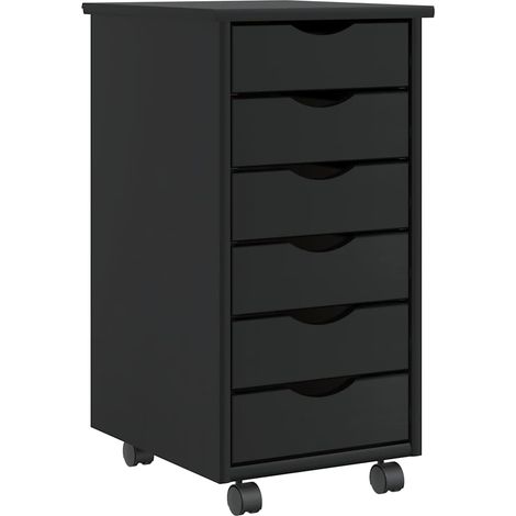 Armoire roulante avec tiroirs-Meuble de rangement MOSS noir bois de pin solide 313653 (1/5)