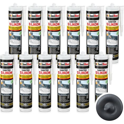 IsolBau Silicone Sanitario Antracite Sanitär Silikon 12 x 300ml (1/5)