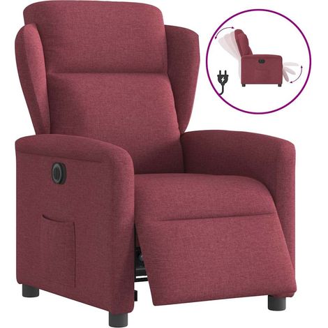 Relaxsessel Elektrisch Weinrot Stoff