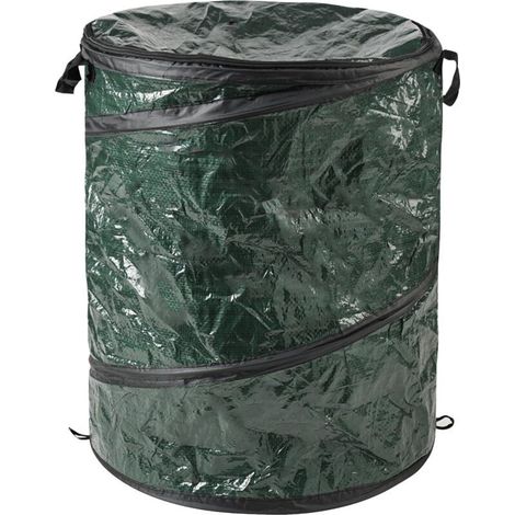 Poubelle pliable Pop Up portable d'extérieur avec couvercle à fermeture éclair – Idéale pour le camping, le recyclage des véhicules récréatifs, vert (1/4)