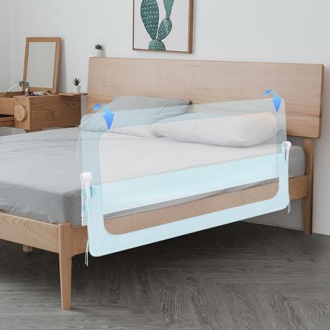 Bed Grid No Drilling 176cm Height Adjustable Folding Bed Frame for Kids Double Bed with Fixing Strap and Breathable Mesh, Mint Green (1/5)
