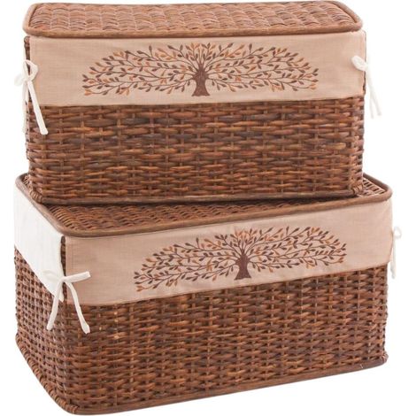 Cesta in rattan, 38x28x20 cm, set di 2