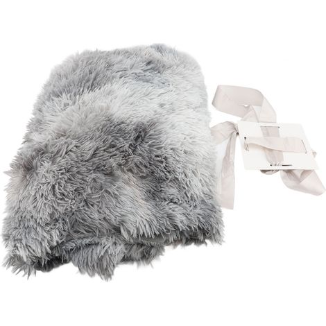 Coperta in morbido poliestere lavabile, double-face, per una persona, ideale per ufficio o divano, colore grigio chiaro. (1/2)