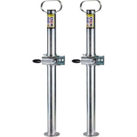 2 PKW Anhänger Anhängerstützen 700 mm mit Halterungen Stützfuß Klemmschellen