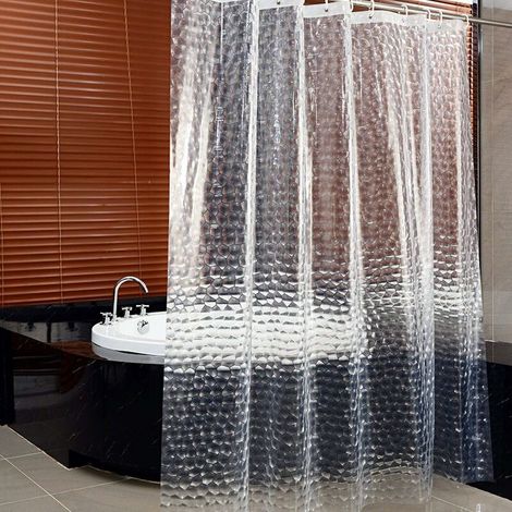 Rideau de Douche de Salle de Bain, Cube d'eau Transparent 3D, Lavable à l'eau, sans moisissure, avec 12 œillets et Crochets en Plastique, pour Douche ou Baignoire à la Maison (180 x 180 cm) (1/5)