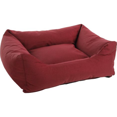 Panier pour Chien Rectangle Bordeaux - 80x67x22cm - Housse Amovible avec Fermeture éclair - Fond Anti-dérapant (1/4)