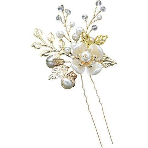 Elegantes joyas para el cabello hechas a mano con perlas sintéticas y (1/3)