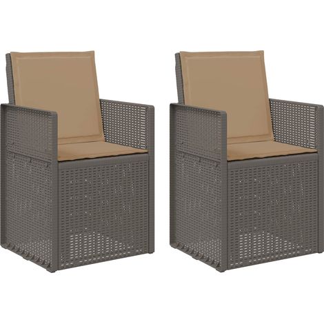 Lot de 2 Chaises d'extérieur - Chaisess de jardin salle à manger Gris clair et Taupe PP fr2204 - Maison La Vie (1/5)