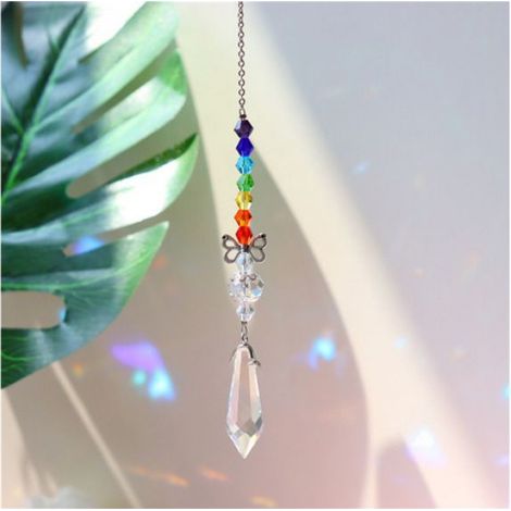 Lot de 6 attrape-soleil en cristal à suspendre, prisme en cristal, papillon, arc-en-ciel, décoration de fenêtre, de maison, de j (1/5)