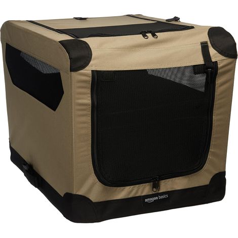 Niche de voyage pliable à 2 portes pour chien et chat, Brun, taille S 66 cm x 46 cm x 46 cm (1/5)