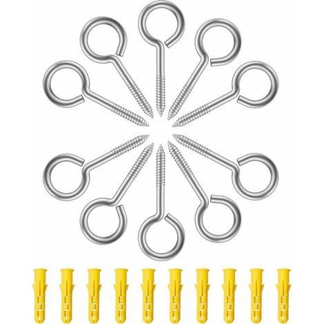 Piton à Visser 10 Pièces Vis à Anneau, M5 x 65 MM Boulon à œil avec Filetage en Inox Crochet a Visser-Chrom (1/5)