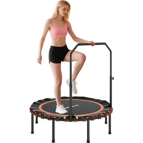 Trampoline de fitness ajustable en acier et plastique orange pour intérieur et extérieur, idéal pour un entraînement efficace. (1/5)