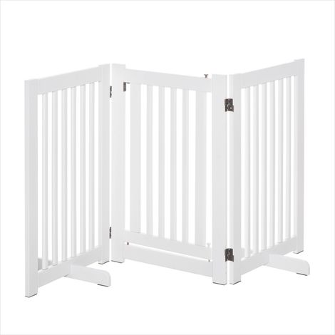 Chatière Barrière de sécurité pour chien en MDF blanc avec porte (1/5)
