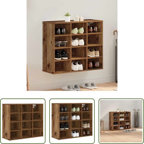 vidaXL Meuble de rangement - Cabinet à chaussures avec étagère Bois ancien 77,5 x 30 x 67 cm (1/5)