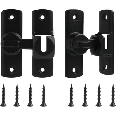 Loquet de porte verrouillable pour portes coulissantes, loquet de porte de grange à 90 degrés avec accessoires, loquet de porte intérieure pour l'intérieur et l'extérieur, verrou de porte