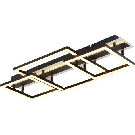 Deckenleuchte Deckenlampe Wohnzimmerlampe LED Schwarz Metall rechteckig L 70 cm (1/5)
