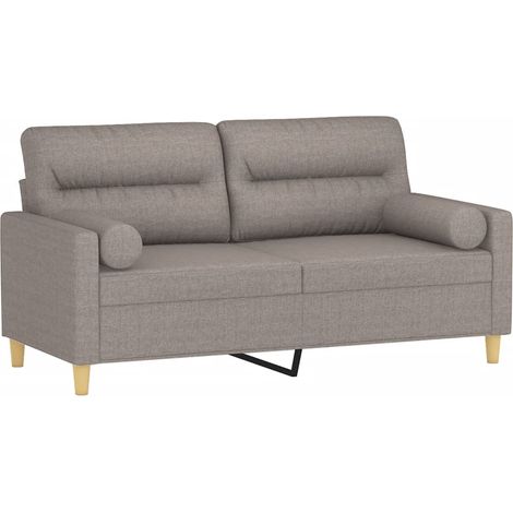 vidaXL Canapé 2 places avec oreillers décoratifs taupe 140 cm tissu (1/5)