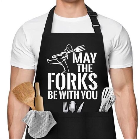 Tablier de cuisine pour homme - Imperméable - Réglable - Avec poches (1/4)