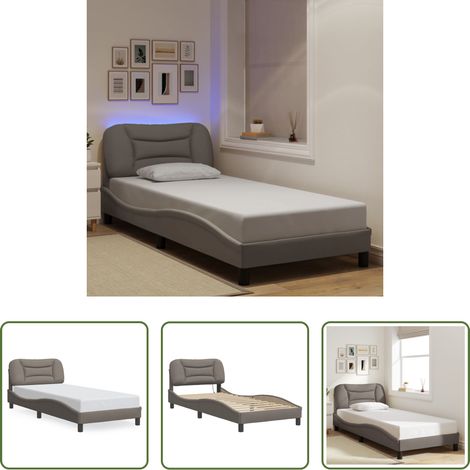 LED-Leuchten - Bettgestell mit LED ohne Matratze "Hvar" Taupe 90x200 cm Stoff (1/5)