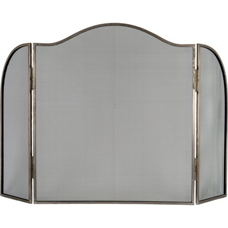 Antiqued Large Fire Screen - Metal - L3 x W85 x H85 cm - Silver