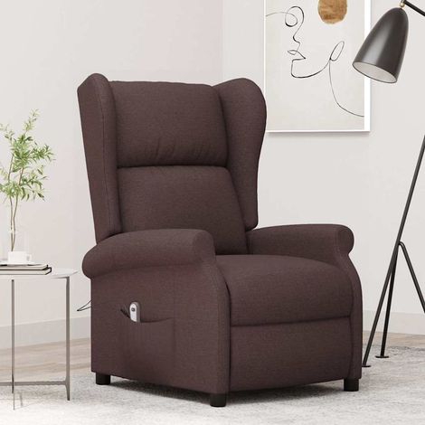 vidaXL Sillón orejero reclinable eléctrico de tela marrón oscuro (1/5)